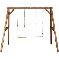 Ambia Garden Schaukel aus Holz, Hellbraun, 254x207 cm - FSC-zertifizierte Doppelschaukel für Kinder ab 3 Jahren, bis 150 kg belastbar, mit Erdanker für sichere Verankerung im Garten.