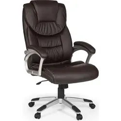 AMSTYLE Chefsessel SPM1.025 - Kunstleder braun, silbernes Gestell, ideal für stundenlanges bequemes Sitzen und Wipp-Mechanik
