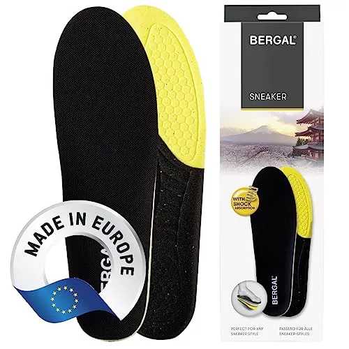 BERGAL SNEAKER Einlegesohlen für Herren & Damen federleichtes, weiches Fußbett mit atmungsaktivem und extra dämpfendem Schaum für Schuhe Sohlen für Sneaker Sportschuhe Laufschuhe Stiefel, Gr. 42