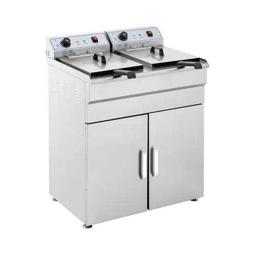 Royal Catering Fritteuse RCKF 16DSH, 12000 W - Profi Frittiergerät - Fritteusen für Gastronomie, 12000 W Leistung und 32 l Frittiergut-Fassungsvermögen für effizientes Kochen in großen Mengen.