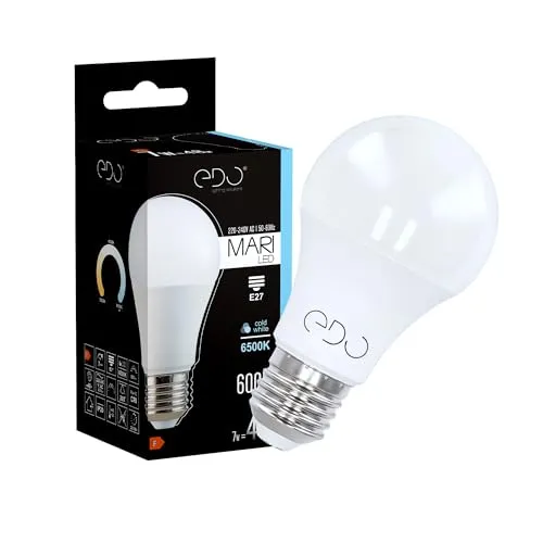 EDO MARI LED Glühbirne Lampe für E27 Sockel 7 Watt 6500 K Kaltweiß Energiespar Glühbirne 600 Lumen LED-Leuchtmittel 220-240 V AC