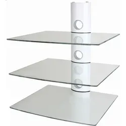 NEG HiFi-Regal Suspender 503W: Schwebendes HiFi-Rack mit Glas-Ablagen - TV-Halterungen - Elegantes Wandregal mit extragroßen Glasböden und praktischem Kabelmanagement für eine aufgeräumte Optik. Ideal für HiFi-Komponenten und Spielekonsolen.