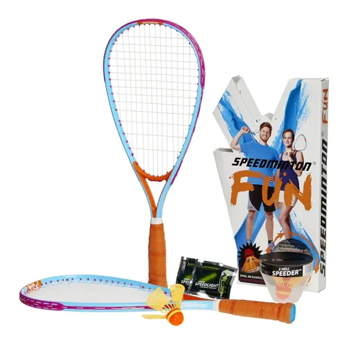 Speedminton 400050 - Fun Set, Schlägerset für ultimativen Freizeitspaß - Spielware: Mit dem Speedminton FUN Set kannst du überall und jederzeit spielen – ganz ohne Netz oder Spielfeld. Der innovative HELI Speeder sorgt für erstklassige Rotationseigenschaften und unvergesslichen Spielspaß!