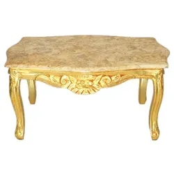 Casa Padrino Barock Couchtisch Gold mit Marmorplatte in Creme - Möbel Wohnzimmer Tisch Antik Stil