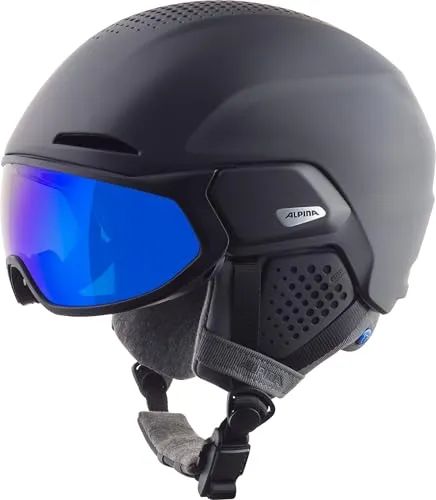 Alpina Alto Q-LITE Skihelm - Sicherer und individueller Schutz für Erwachsene - Skihelme & Snowboardhelme mit 2-in-1 Visier für optimale Sicht und integriertem Neckwarmer aus Microfleece für zusätzlichen Komfort.