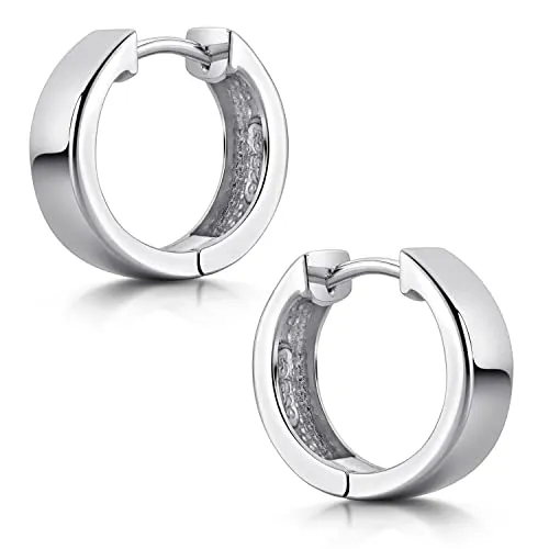 MATERIA Klapp Creolen Silber 925 breit - 5mm Ø15mm - Unisex Klappcreolen aus rhodiniertem 925 Sterling Silber, anlaufgeschützt und hautverträglich. Ideal als Geschenk für Frauen und Männer, geliefert in edler Schmuck-Schachtel.