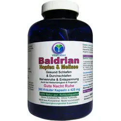 Baldrian Hopfen & Melisse 360 Pulver Kapseln - Beruhigung & Entspannung - Nahrungsergänzungsmittel für besseren Schlaf mit Baldrian, Hopfen und Melisse. Unterstützt natürliche Entspannung und fördert die Schlafqualität ohne Nebenwirkungen.