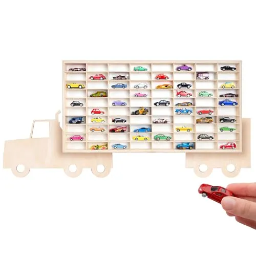 Creative Deco Schubladenbox Setzkasten Holz Sammlervitrine für Autos - Holz Schubladenboxen, 80 verstellbare Fächer für individuelle Sammlungen, schnelle und saubere Montage, ideal für Auto-Enthusiasten.