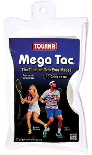 Tourna Overgrip Mega Tac – Extreme Griffigkeit für Tennis - Tennis-Zubehör mit einer der stärksten Haftungen, die ein Rutschen des Griffes verhindert. Hochwertige Polyurethan-Beschichtung und gute Schweißaufnahme für optimalen Halt.