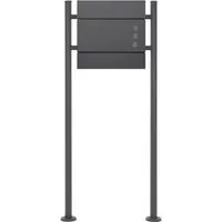 ECD Germany Standbriefkasten Anthrazit mit Zeitungsfach und Ständer 120 cm - Moderner Briefkasten aus pulverbeschichtetem Stahl, wetterfest und pflegeleicht. Inklusive Zeitungsrolle und sicherem Zylinderschloss. Ideal für eine zuverlässige Postaufbewahrung und einfache Montage.