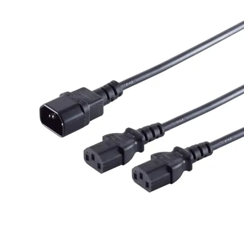 Kabelbude.eu Y-Kabel Kaltgerätestecker /2xKaltgerätebuchse 1,8m