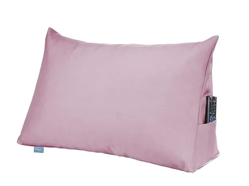 XDREAM Bettsitzkissen - Formstabiles Keilkissen in Altrosa - Kissen für Bett und Sofa, bietet angenehmen Sitzkomfort und hat ein praktisches Seitenfach für Handy oder Fernbedienung. Öko-Tex zertifiziert, waschbarer Bezug.