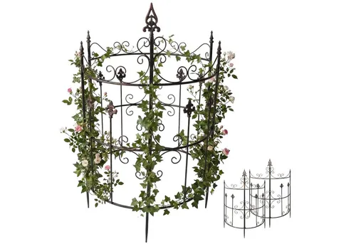 CLP Rankgitter Metall 2er Set Klivia – Dekorative Rankhilfe für Garten und Balkon - Hochwertiges Metall-Rankgitter im stilvollen Shabby Chic Design, ideal für Kletterpflanzen. Einfache Montage und flexibles 2er Set für kreative Gartengestaltung. Stabile Struktur für Rosen und Clematis.