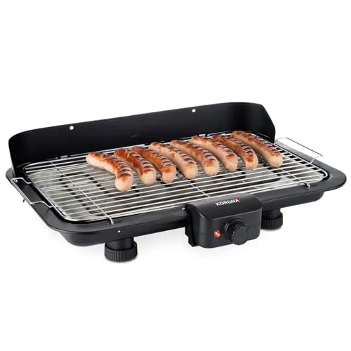 Korona 46117 Elektrischer Barbecue Tischgrill mit XXL-Grillfläche - Grill mit 2200 Watt und 51 x 30 cm XXL-Grillrost, ideal für große Feste. Stufenlose Temperatureinstellung und leicht zu reinigen dank abnehmbarem Heizelement.