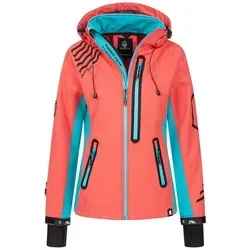 Rock Creek Damen Softshell Jacke D-402 - Windbreaker & Regenjacke - Funktionsjacken für Outdoor-Aktivitäten, winddicht und atmungsaktiv, ideal für die Übergangszeit mit abnehmbarer Kapuze und vielen praktischen Taschen.