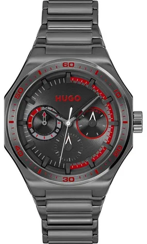 HUGO Multifunktionsuhr GRAIL SPORT 1530401 - Chronograph mit robustem Edelstahlarmband, wasserdicht bis 5 bar und stilvollem grauen Design – ideal für den aktiven Mann.