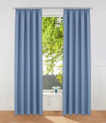 Otto Home Vorhang "Parry" Gr. 4, blau, 245cm, Kräuselband, 140cm