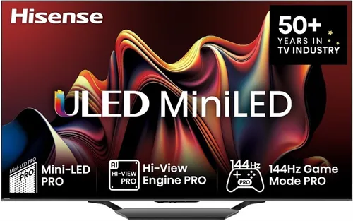 Hisense 65U7NQ - 65 Zoll 4K Mini LED ULED HDR Smart TV mit Dolby Vision IQ, Game Mode Pro und solarbetriebener Fernbedienung für ein einzigartiges Fernseherlebnis