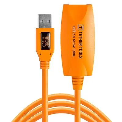 Tether Tools TetherPro USB 2.0 Aktives Verlängerungskabel - 4,9 Meter - Kabel für Fotografen, optimiert für stabile Übertragung und verlängerte Reichweite bis 4,9 Meter in leuchtendem Orange.