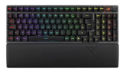 ASUS ROG Strix Scope II 96 RX Wireless Gaming Tastatur - Tastaturen mit Bluetooth und USB-Anschluss, ausgestattet mit ROG RX Optical Switches für präzise Eingaben und Streaming-Hotkeys für ein optimiertes Gaming-Erlebnis.