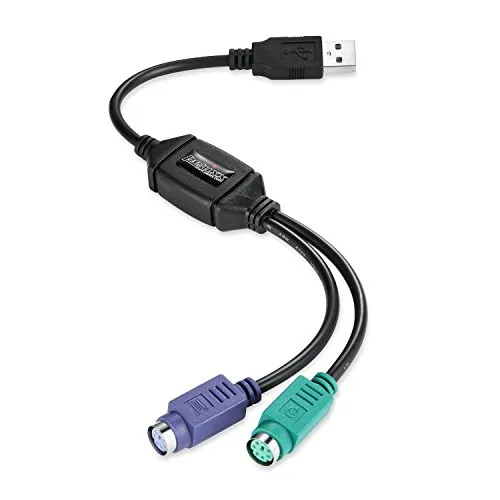 Perixx PERIPRO-401 PS2 auf USB Adapter – für Tastatur und Maus mit PS2 Schnittstelle – unterstützt PS2 Port von KVM Switch – integrierter USB-IC