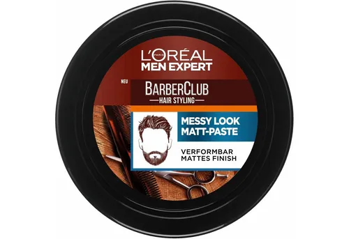 L'ORÉAL PARIS MEN EXPERT Barber Club Messy Look Matt Paste - Die Matt Paste für einen lässigen Messy Look: gibt starken Halt und sorgt für ein mattes Finish, ideal für Kurzhaarfrisuren und den Alltag.