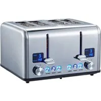 Steinborg 4 Scheiben Edelstahl Toaster mit Brötchenaufsatz 1630W - Toaster mit 1630 Watt, ideal für 4 Scheiben Brot oder Brötchen, individuell einstellbarer Bräunungsgrad und elegantes Cool-Touch Gehäuse für sicheres Toasten.