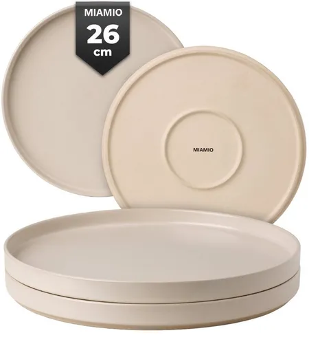 MiaMio Teller Sierra 4er Set groß in Sand - Elegantes 4er Set großer Teller in Sandfarbe, ideal für festliche Anlässe und den täglichen Gebrauch. Hochwertige Verarbeitung für stilvolles Servieren.