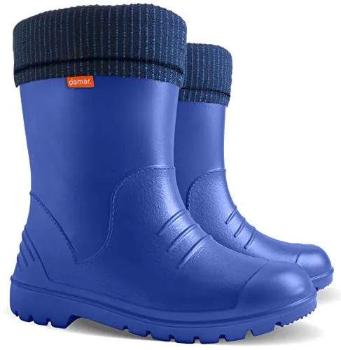Ultraleichte Kinder Gummistiefel Dino, blau, 25 EU - Gummistiefel für Jungen und Mädchen, warm gefüttert und ultraleicht aus EVA, ideal für Regen und Schnee, einfach zu reinigen und perfekt für das ganze Jahr.
