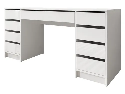 MIRJAN24 Schreibtisch Ada Bis mit 9 Schubladen - Kinderschreibtisch in Weiß Hochglanz, ideal für Ordnung und Stauraum mit neun praktischen Schubladen, perfekt für das Kinderzimmer.