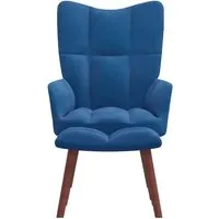 vidaXL Relaxsessel mit Hocker in Blau aus Samt - Eleganter Sessel mit Hocker für optimalen Komfort. Bequeme Schaumstoff-Polsterung und stabiler Stahlrahmen machen ihn zur idealen Wahl für dein Zuhause.