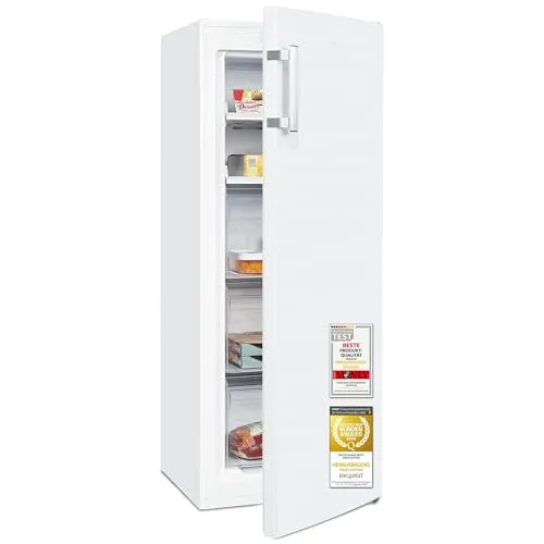 Exquisit Gefrierschrank NoFrost 161L - Tiefkühler mit 161 Litern, NoFrost-Technologie für wartungsfreies Gefrieren, leise bei 39 dB und mit praktischer Alarmfunktion – ideal für große Vorräte und energieeffiziente Lagerung.