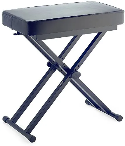 Stagg KEB-A60 doppelstrebig Keyboard-Hocker - Klavier-Sitzbänke mit klappbaren Beinen und gepolsterter Sitzfläche, höhenverstellbar von 52 cm bis 65 cm für maximalen Komfort beim Spielen.