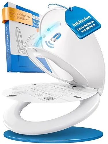 Lobenswerk WC-Sitz Toilettendeckel mit Absenkautomatik - Toilettendeckel mit antibakteriellen Eigenschaften und einfacher Montage. Ideal für Familien durch abnehmbaren Kindersitz und Soft-Close-Funktion für sanftes Schließen.