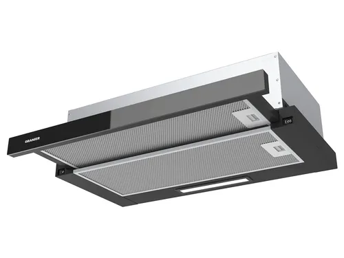 Oranier FLA460 Flachschirmhaube 60 cm Schwarz - Dunstabzugshaube mit 60 cm Breite, ideal für effiziente Abluft- oder Umluftnutzung, starke Luftleistung von 294 m³/h bei nur 65 dB(A) für leisen Betrieb.