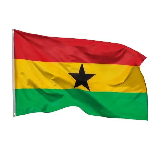 PHENO FLAGS Ghana Flagge 90x150cm - wetterbeständige Fahne mit Messingösen, 100% Polyester, robuste Doppelnaht & in lebendigen Farben - ideal für Flaggen-Liebhaber