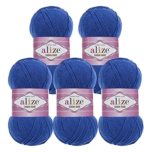 100g Strickgarn Alize Cotton Gold Uni Klassikgarn Häkelgarn Strick-Wolle Farbwahl 5 x