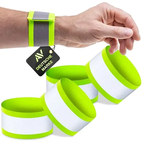 AVANA Reflektorband mit Klettverschluss Reflektierendes Armband Reflektor Elastisch Hosenschutz Reflektorstreifen Joggen Fahrrad Kinder Reflexband (4er Set)
