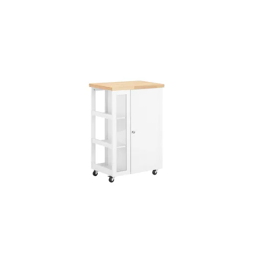 SoBuy Küchenwagen FKW75 - Praktischer Servierwagen mit 3 Ablagefächern - Ordnungswagen mit pflegeleichter Oberfläche und Rollen für einfache Mobilität, ideal für Esszimmer und Küche.