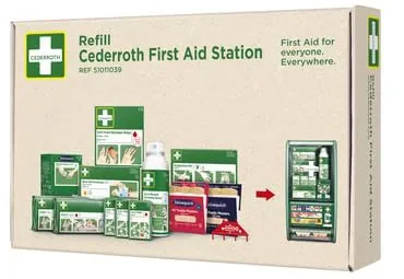 Cederroth Erste-Hilfe-Nachfüllset First Aid - Nachfüllset für die Cederroth Erste-Hilfe-Station, ideal für Schulen und Betriebe. Befüllt die Station komplett neu und sorgt für Sicherheit in Notfällen.