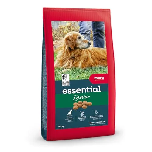 MERA Essential Senior Hundefutter Trocken 2kg | Hunde Trockenfutter für ältere Hunde Aller Rassen & Größen | Omega-3 und Omega-6 für Haut & glänzendes Fell | Dry Dog Food
