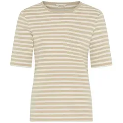 Gant T-Shirt SLIM STRIPED 1X1 RIBBED KA T-SHIRT mit dezentem Logoschriftzug am Ärmelabschluss beige S (36)