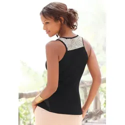 LASCANA Strandtop für Damen, Gr. 36/38, schwarz - Feminin tailliertes Glitzertop aus 100% Baumwolle mit funkelnden Pailletten, perfekt für festliche Anlässe und einen eleganten Look.