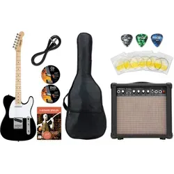 Shaman Element Series TCX-100B E-Gitarre Schwarz Starter Set - E-Gitarre im TL-Design aus Linde mit Canadian Hard Maple Hals. Kompaktes Sparset inklusive Gitarrenverstärker und umfangreichem Zubehör für den perfekten Einstieg in die Musik.