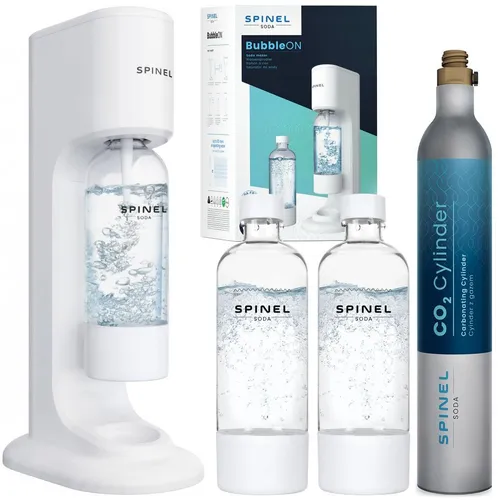 SPINEL SODA BubbleON Wassersprudler Weiß – Frisches Sprudelwasser für Zuhause - Der SPINEL SODA BubbleON Wassersprudler in Weiß ermöglicht Ihnen, jederzeit frisches Sprudelwasser zu genießen. Mit zwei BPA-freien Flaschen und einstellbarem Kohlensäuregehalt ist er die perfekte Lösung für umweltbewusste Getränke.