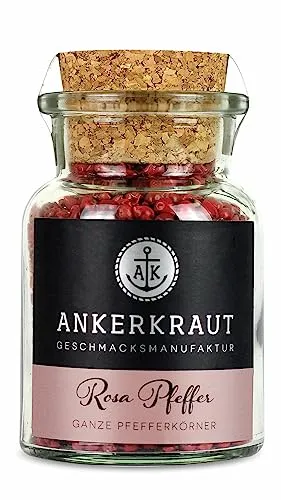 Ankerkraut Rosa Pfeffer (Schinusbeere), rosa Beeren, perfekt für Gin Tonic, 45g im Korkenglas
