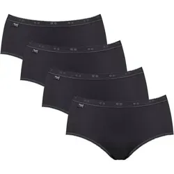 sloggi Damen Basic+ Midi 4P Slip - Black, Größe 36 - Bikinis & Taillenslips für Damen, 4er Pack aus weicher, langlebiger Baumwolle mit hochwertigem LYCRA für optimalen Tragekomfort und Bewegungsfreiheit.