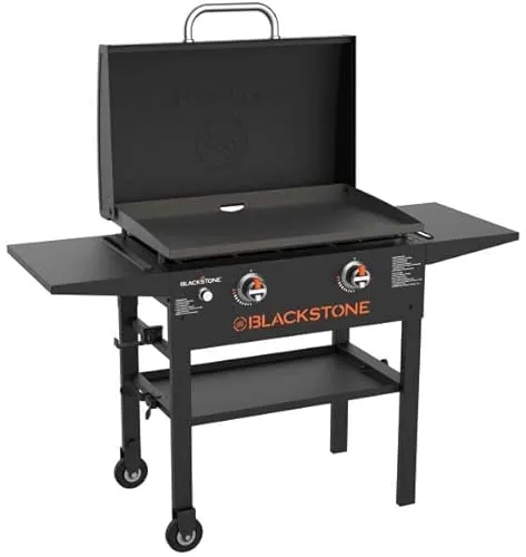 Blackstone 28" Griddle Grillstation mit 2 Brennern - Grillstation für Gas mit großer Grillfläche und 2 Brennern, ideal für BBQs und Gartenpartys. Mit praktischen Rollen und Piezo-Zündung für einfaches Handling.