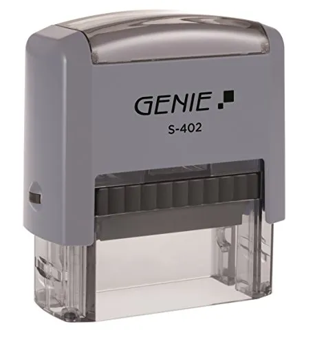 Genie S-402 Selbstfärbender Stempel Set - Stempel Set für bis zu 4 Zeilen, individuell gestaltbar und ideal für Studenten, Geocaching und mehr. Inklusive Zubehör und Stempelkissen für flexiblen Einsatz.