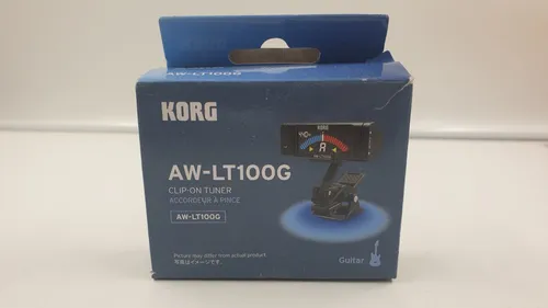 Korg AW-LT100G Chromatischer Tuner - Stimmgerät für Gitarre, ultrakompakt und supergenau, mit 100 Std. Batterielebensdauer und praktischem Clip für einfache Handhabung.